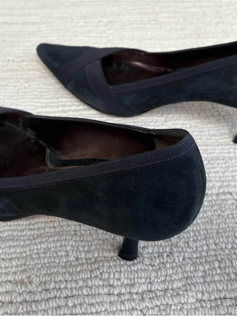 Joan & David Navy Pointed Toe Suede Pumps